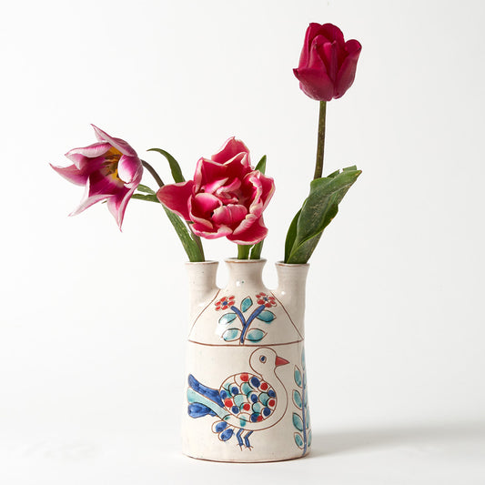 Bird Candle Holder / Flower Vase - Egyptian Ceramics