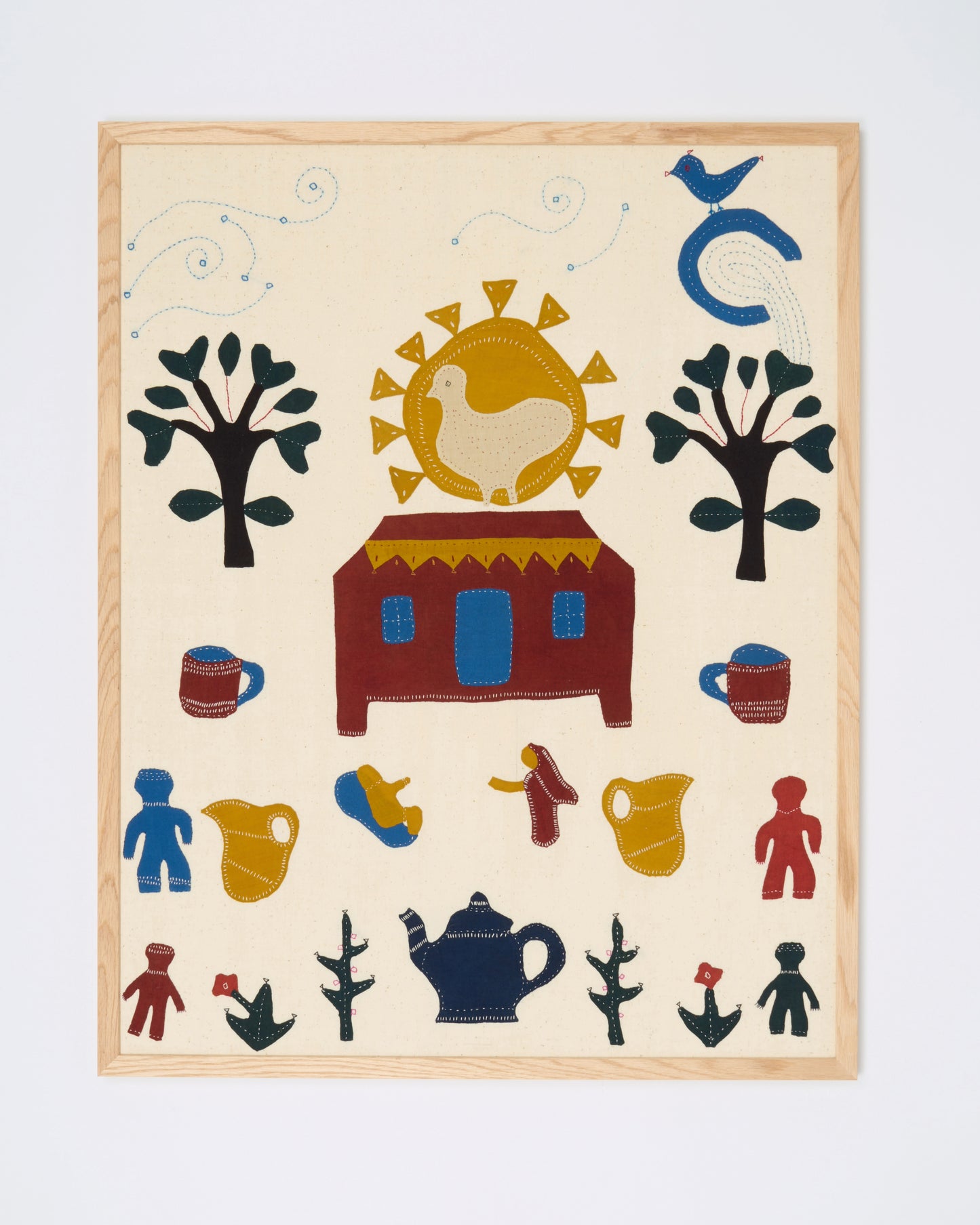 Large Applique Artwork in Oak Frame - The House with the Rising Sun