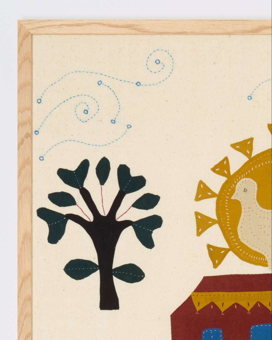 Large Applique Artwork in Oak Frame - The House with the Rising Sun