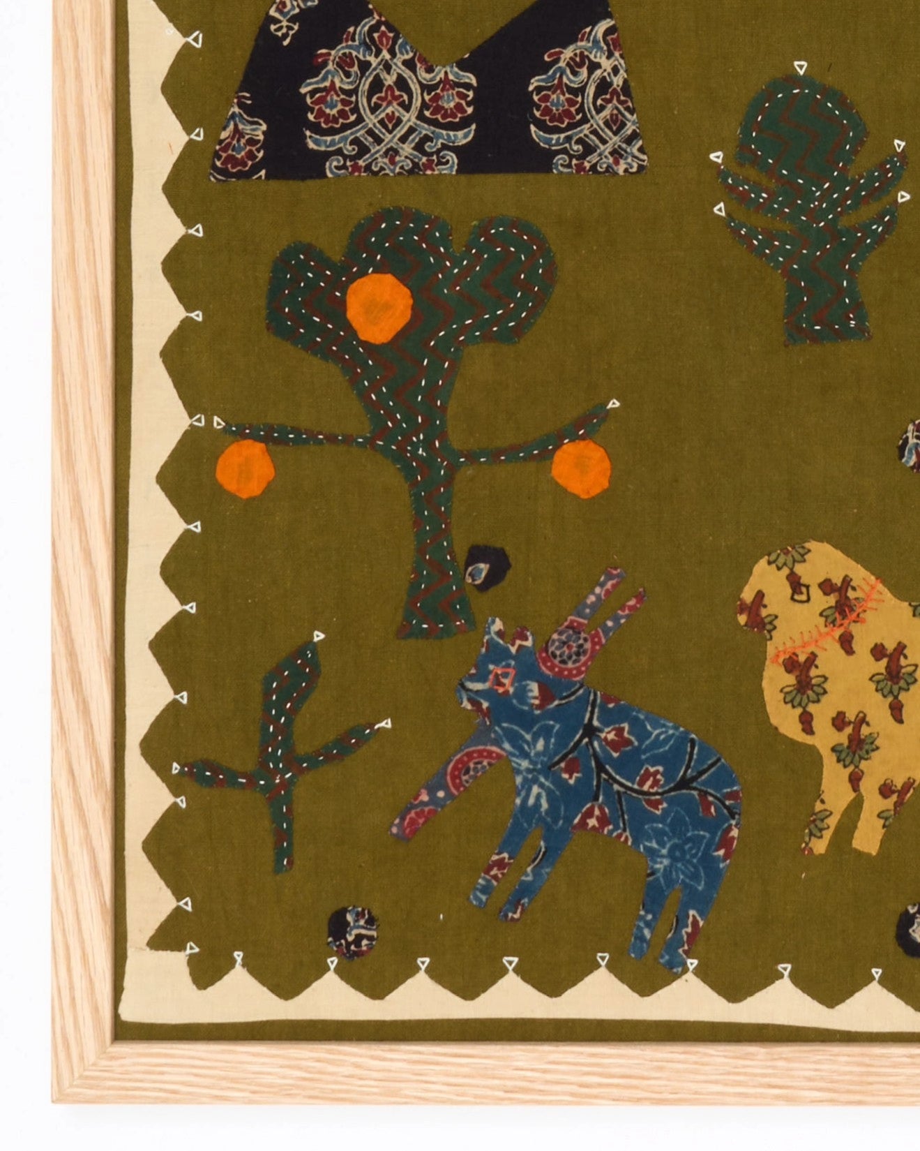 Applique Artwork in Oak Frame - In the Orange Grove
