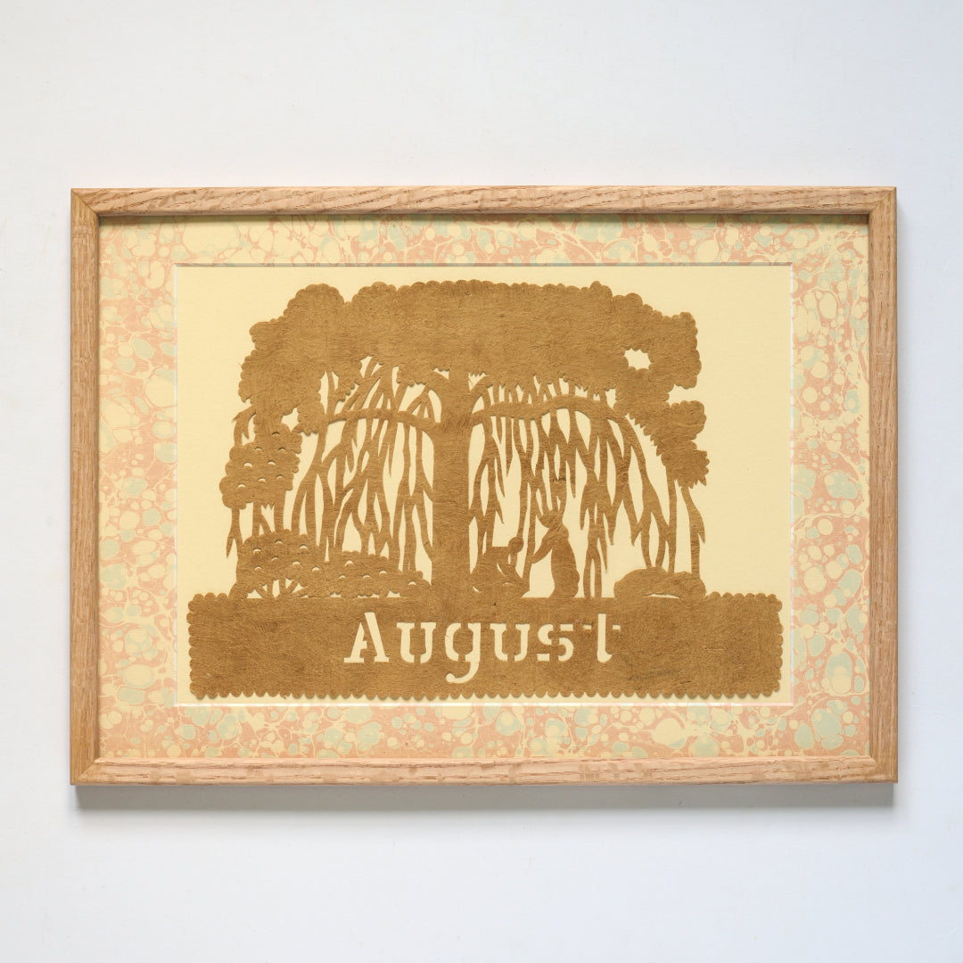 Amate Papercut Artwork with Marbled Mount - August