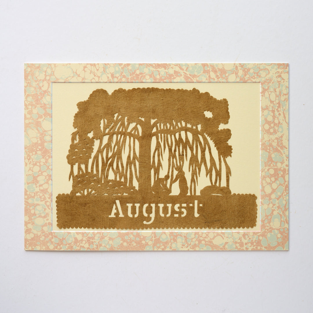 Amate Papercut Artwork with Marbled Mount - August