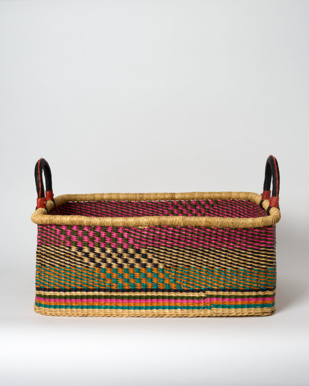 Extra Large Rectangular Storage/Laundry Basket with Leather Handles