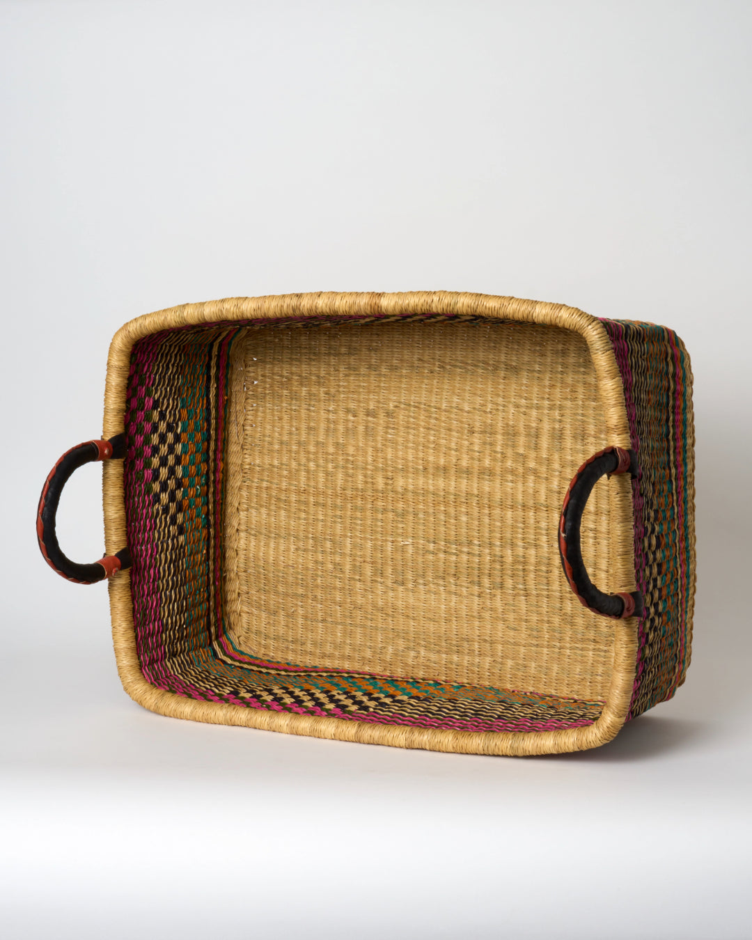 Extra Large Rectangular Storage/Laundry Basket with Leather Handles