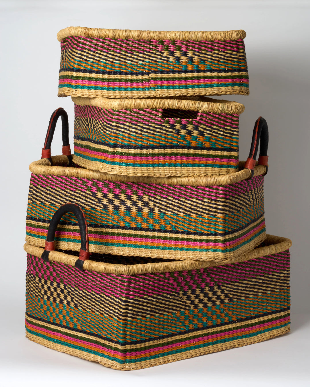 Small Rectangular Storage Basket with inset Handles