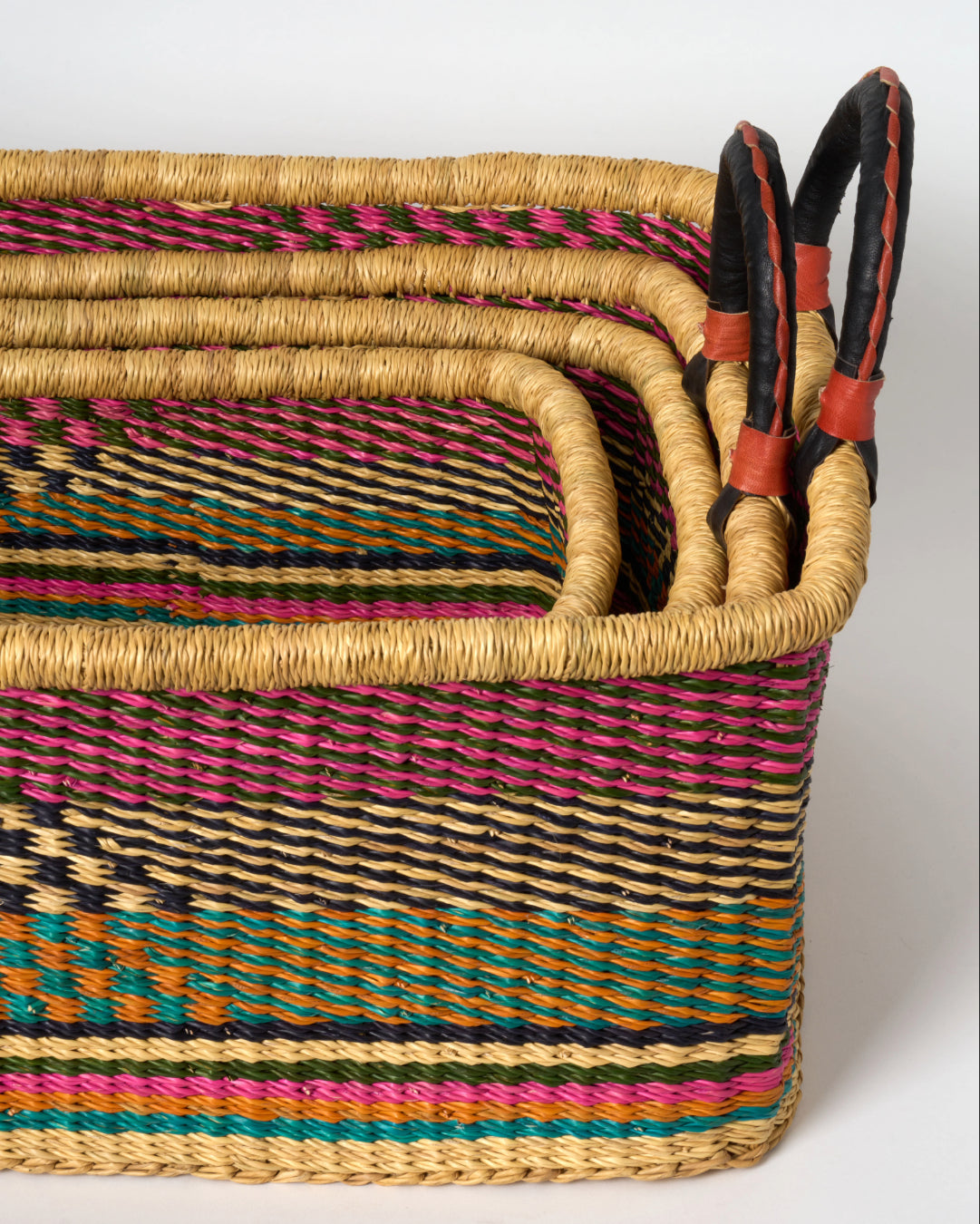 Small Rectangular Storage Basket with inset Handles