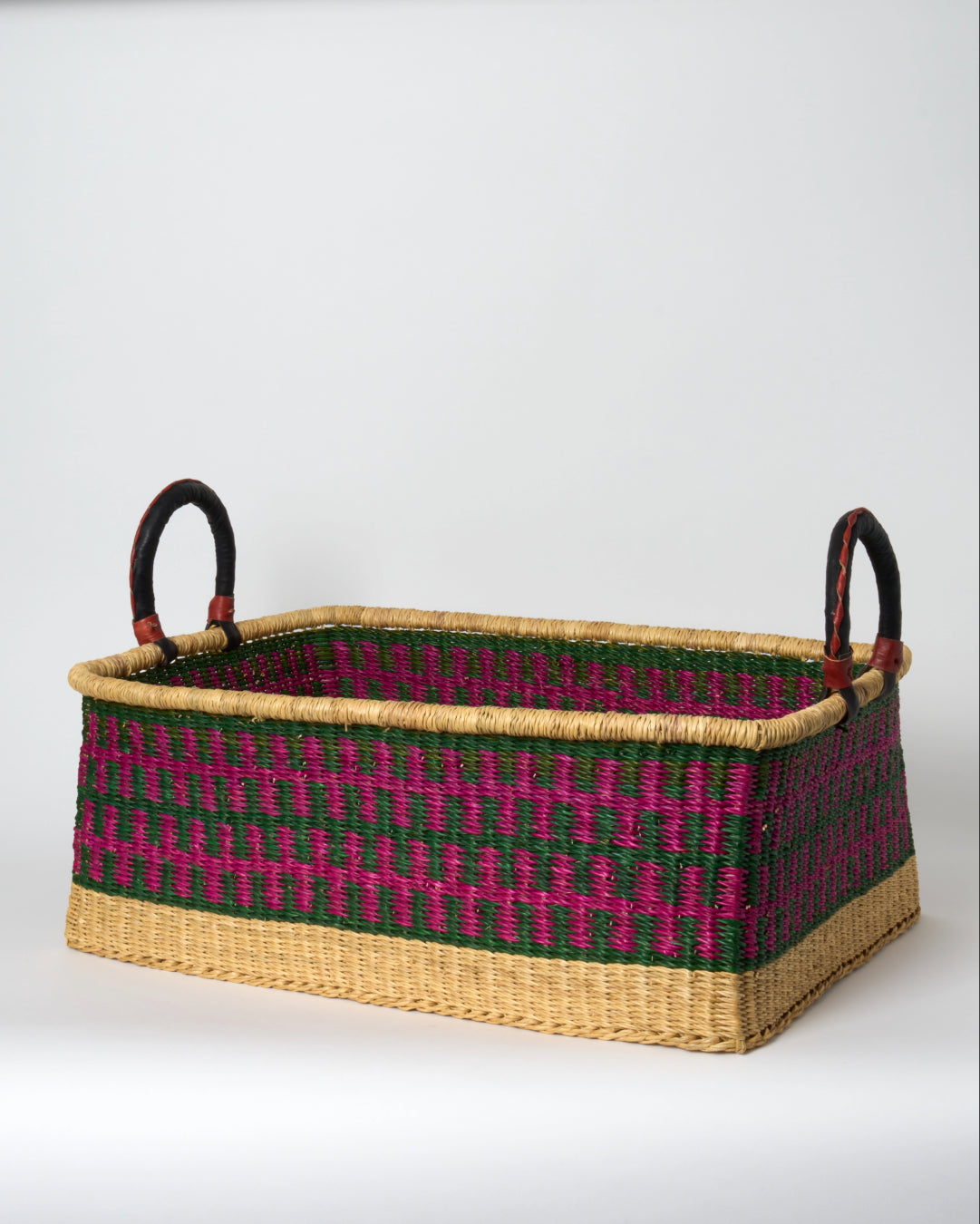 Extra Large Rectangular Storage/Laundry Basket with Leather Handles
