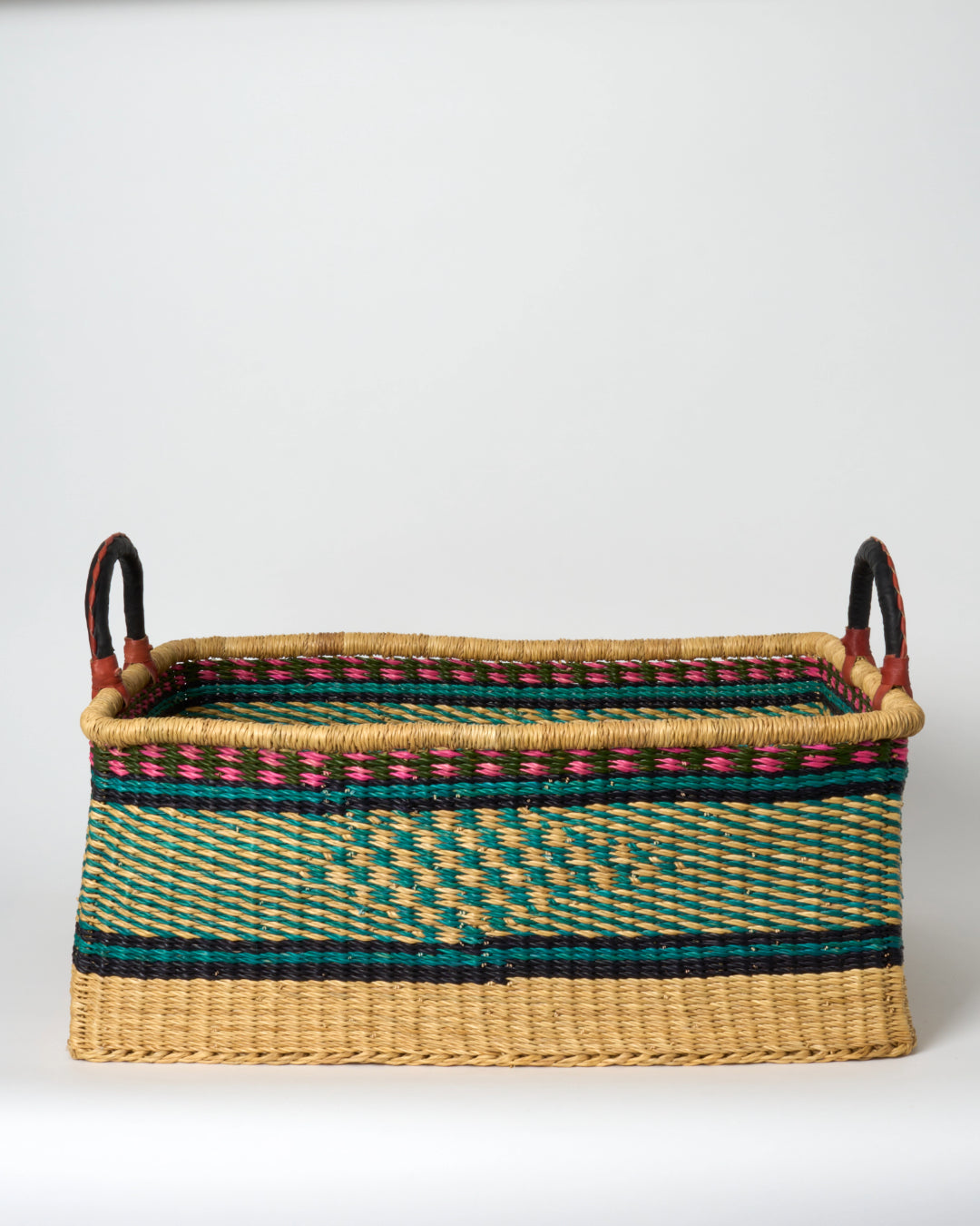 Extra Large Rectangular Storage/Laundry Basket with Leather Handles