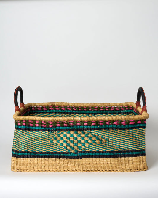 Extra Large Rectangular Storage/Laundry Basket with Leather Handles