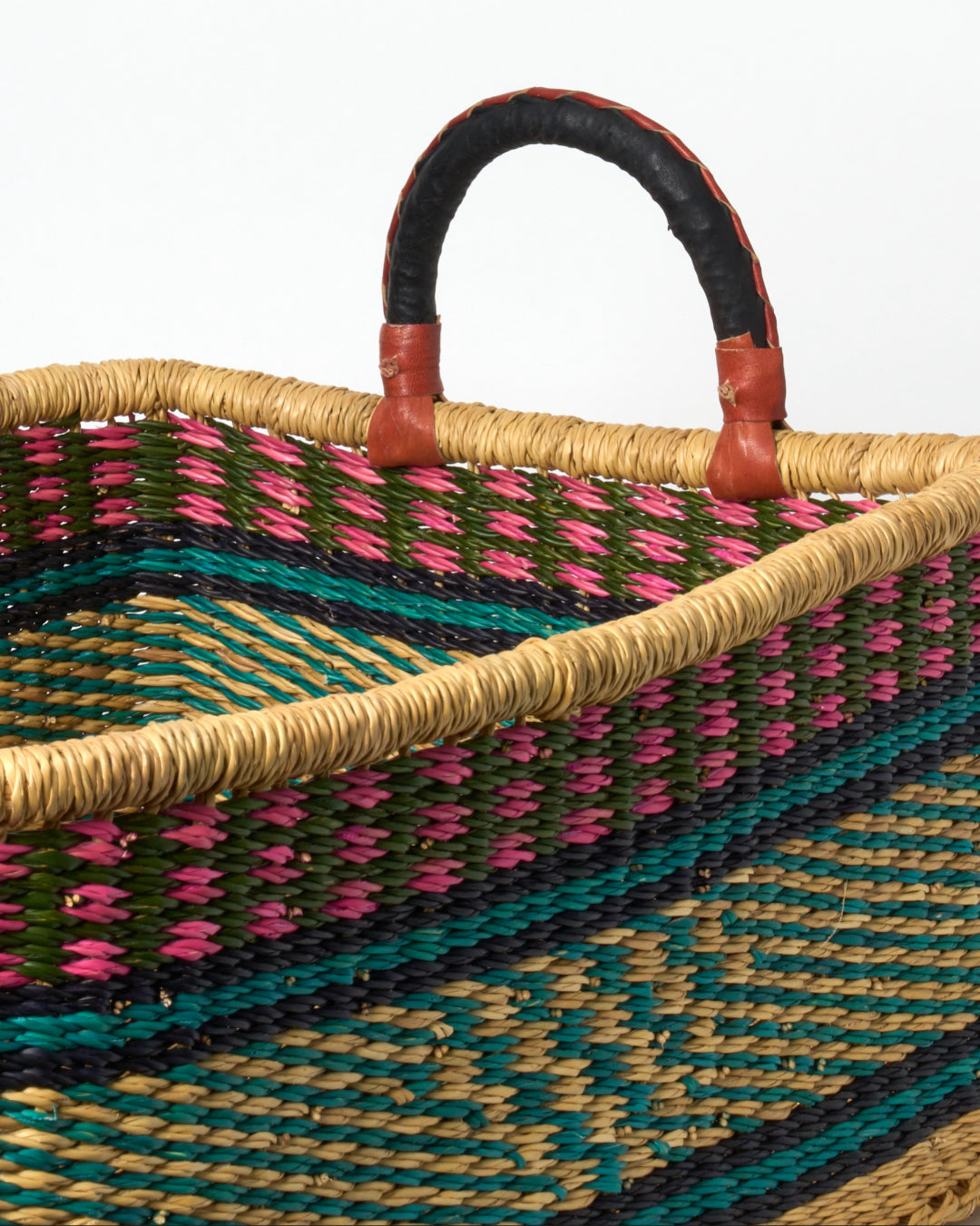 Large Rectangular Storage/Laundry Basket with Leather Handles