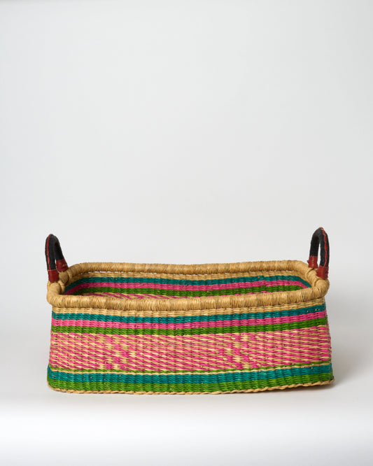 Large Rectangular Storage/Laundry Basket with Leather Handles