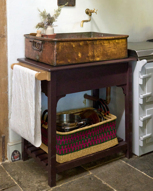Extra Large Rectangular Storage/Laundry Basket with Leather Handles