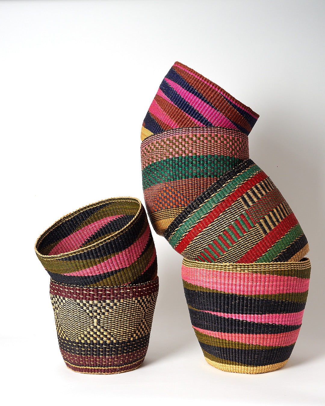 Waste Paper Basket - Oxblood and Navy