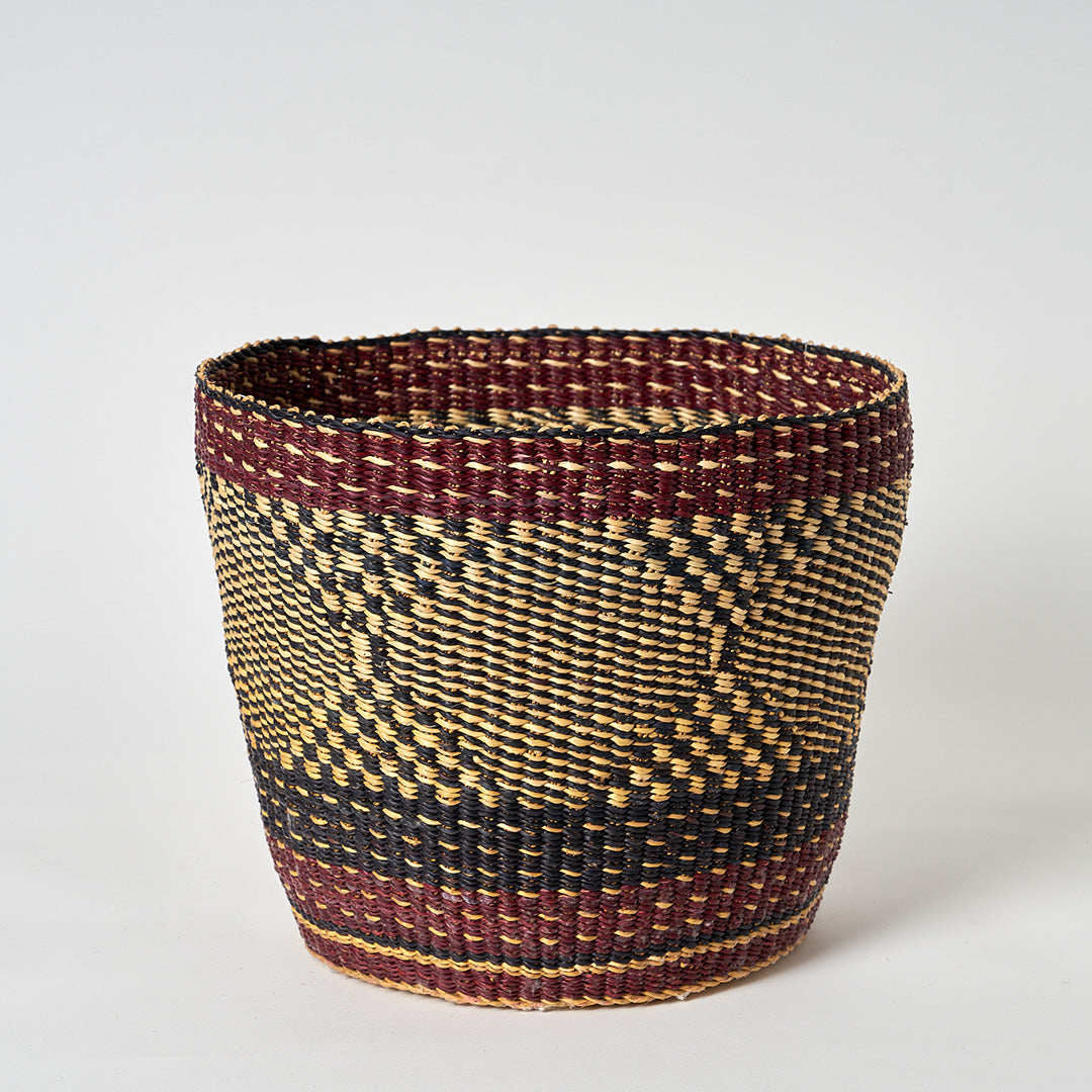 Waste Paper Basket - Oxblood and Navy