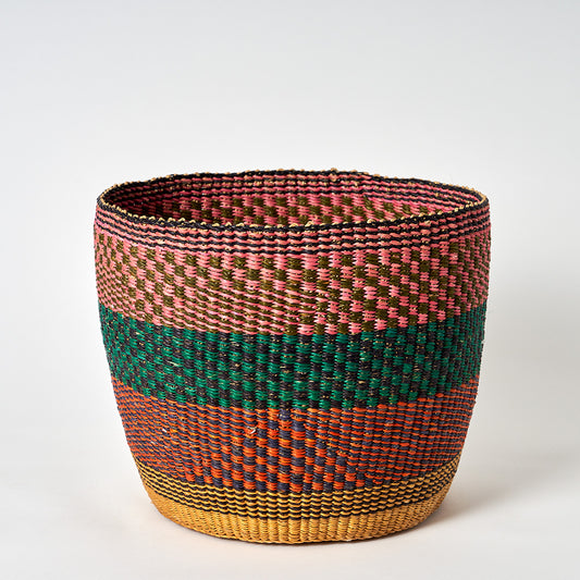 Waste Paper Basket - Pink, Olive and Teal