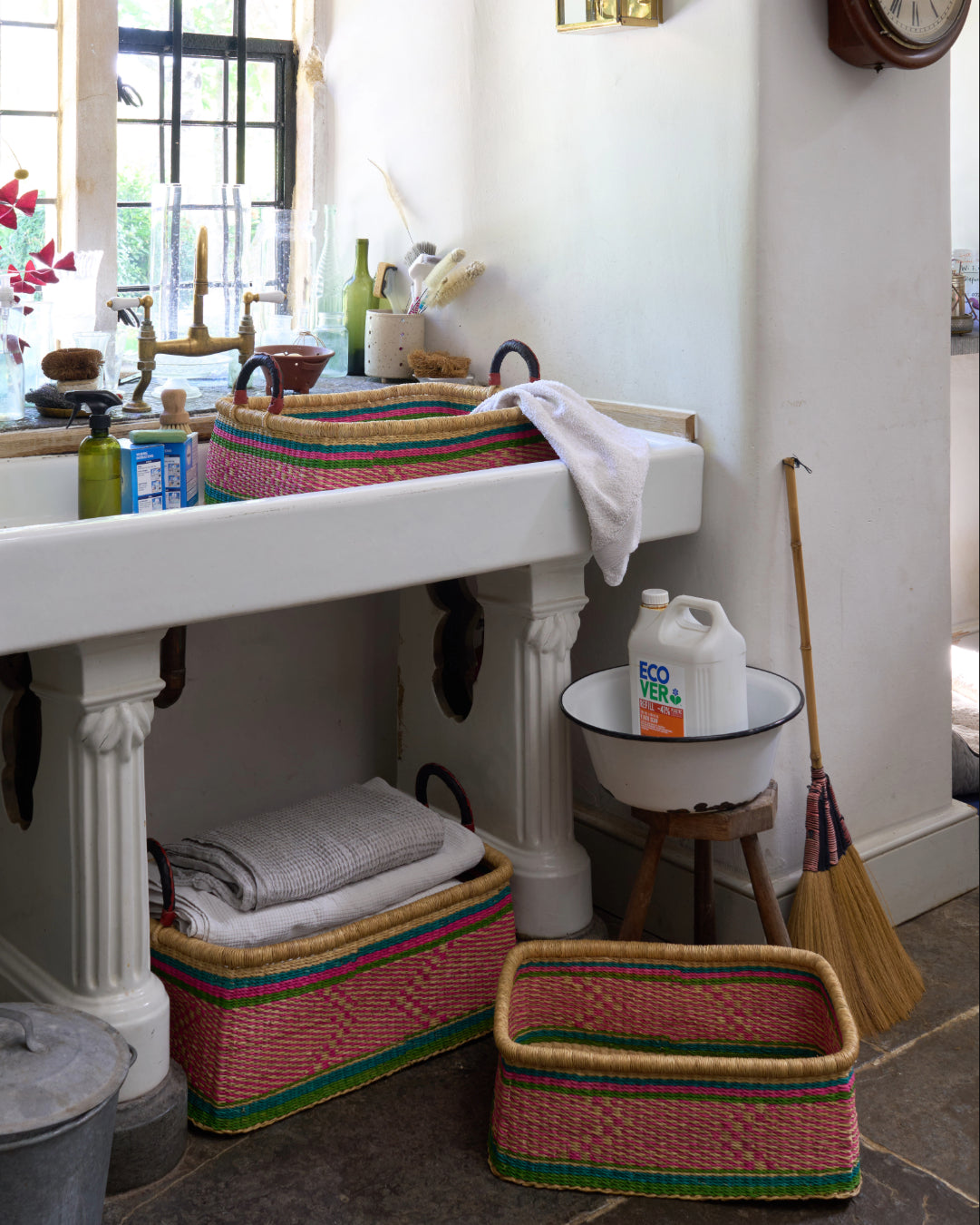 Small Rectangular Storage Basket with inset Handles