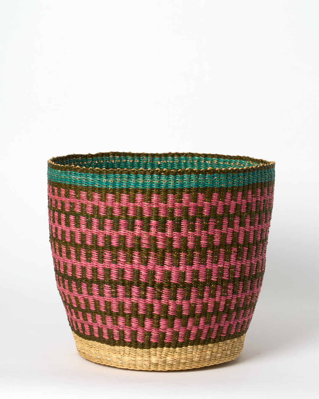 Waste Paper Basket - Pink, Brown and Teal