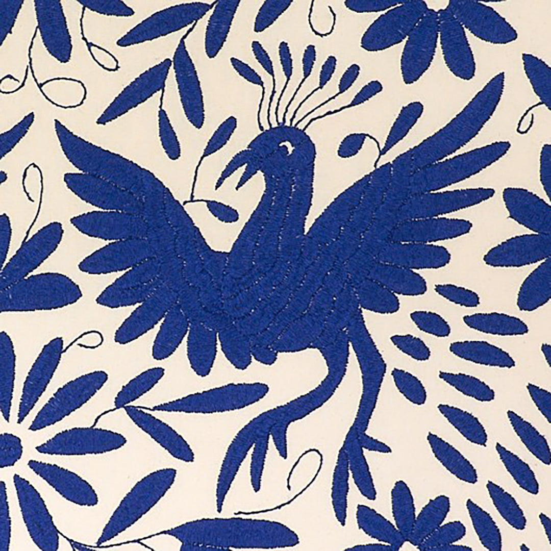 Dark Blue Otomi Artwork- Oak Frame