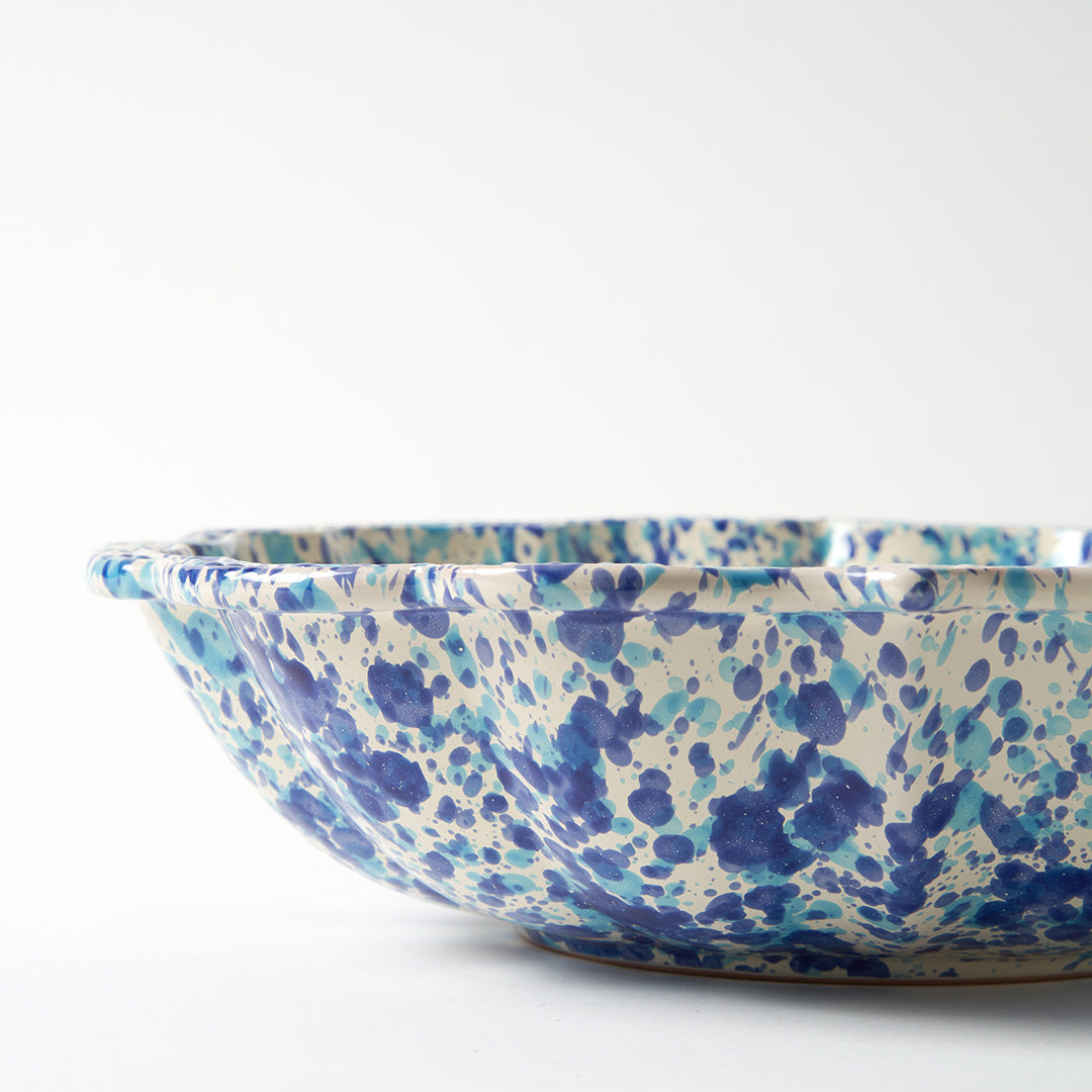 Large Scalloped Decorative Bowl - Blue