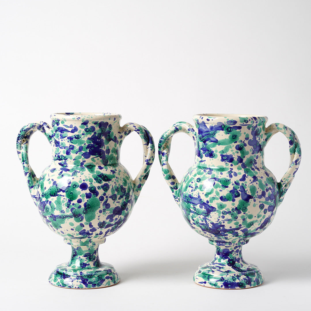 Splatterware Vase with twisted handles, 6 Colourways