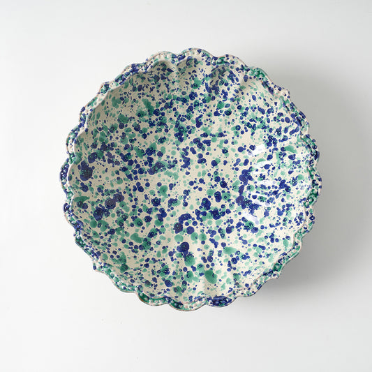 Medium Scalloped Decorative Bowl - Blue/Green