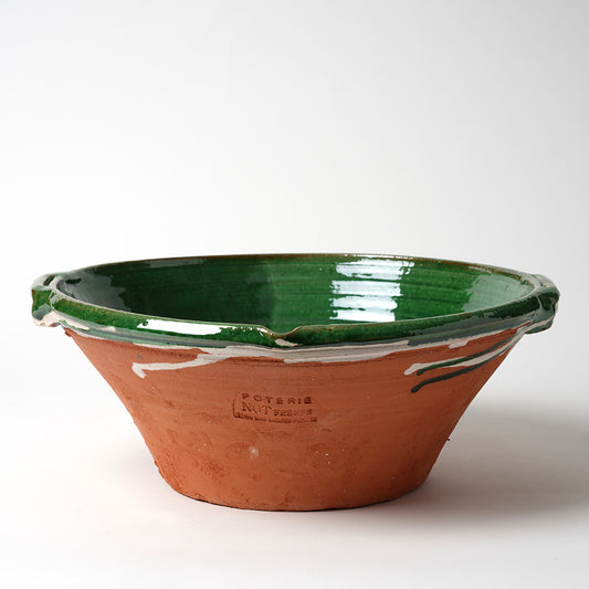 Rustic French Pottery Bowl with handles- Large - 3 Colours