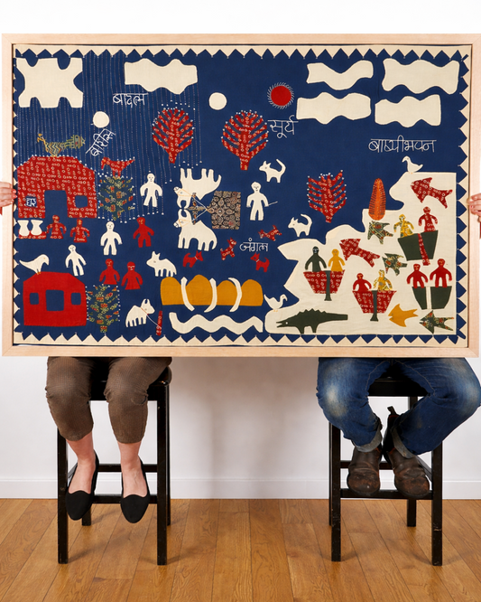 Applique Artwork in Oak Frame - What a good day to go fishing