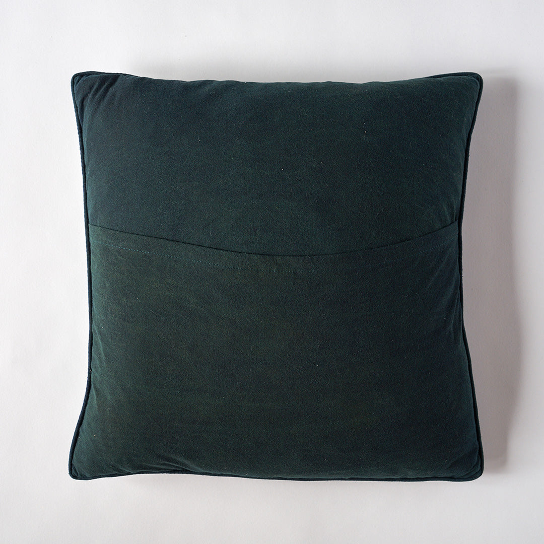 Kala Rama Geometric Jewel Design - Hand Embroidered Cushion - Green