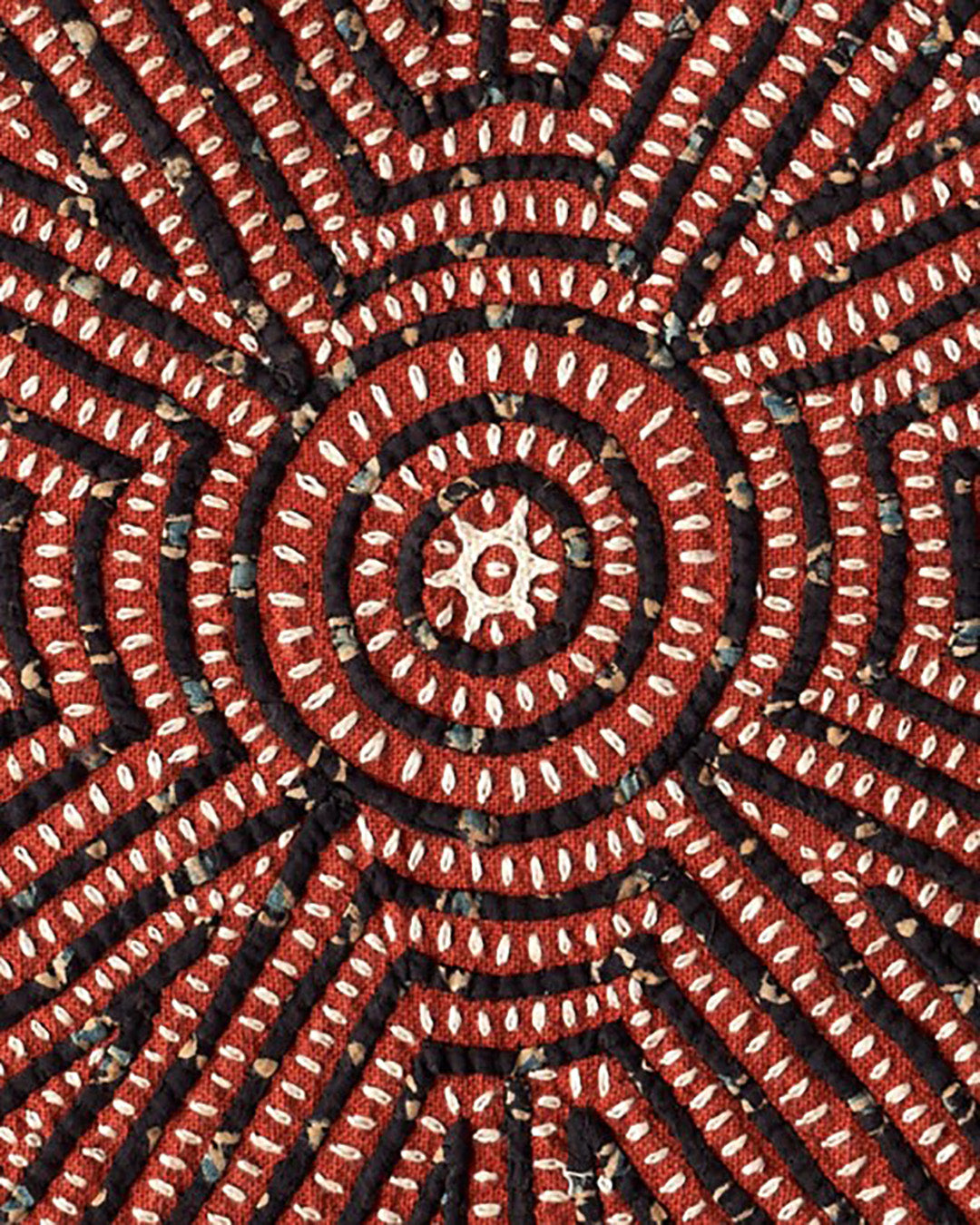 Kala Rama -Hand Appliqued Cushion with Embroidery - Terracotta and Charcoal