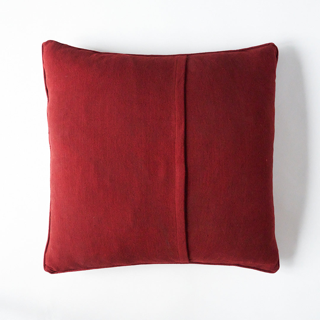 Kala Rama -Hand Appliqued Cushion with Embroidery - Red and Blue