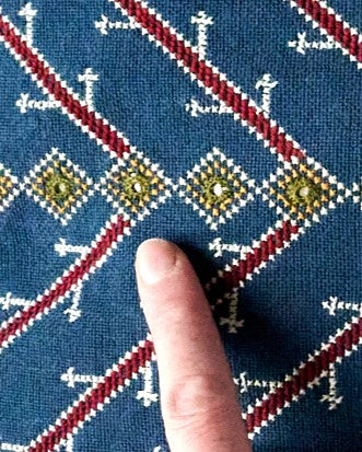 Kala Rama Cross Design - Hand Embroidered Cushion - Blue