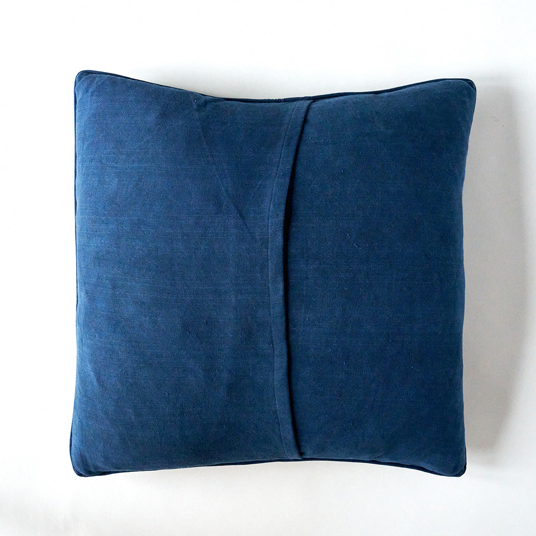 Kala Rama Geometric Jewel Design - Hand Embroidered Cushion - Blue