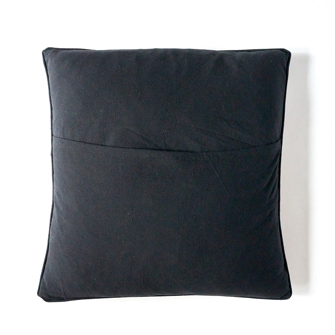 Kala Rama Cross Design - Hand Embroidered Cushion - Black