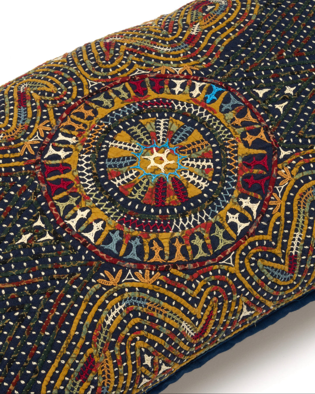 Hand Appliqued Cushion with Embroidery - Bolster