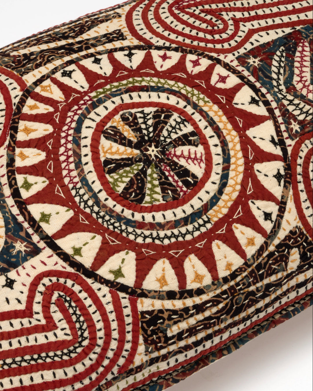 Hand Appliqued Cushion with Embroidery - Bolster