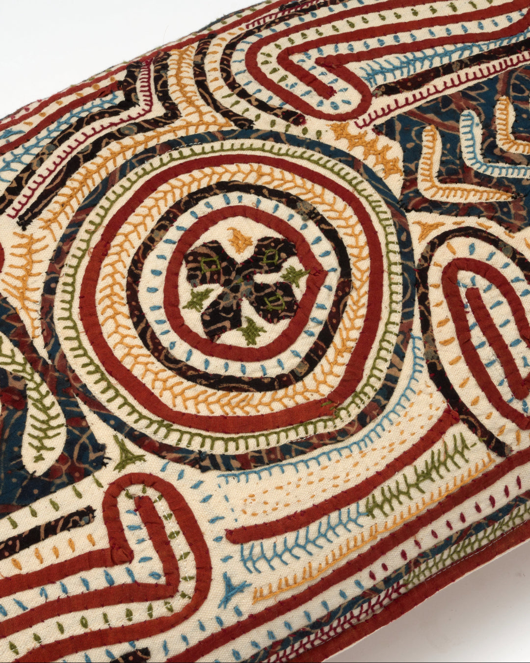 Hand Appliqued Cushion with Embroidery - Bolster