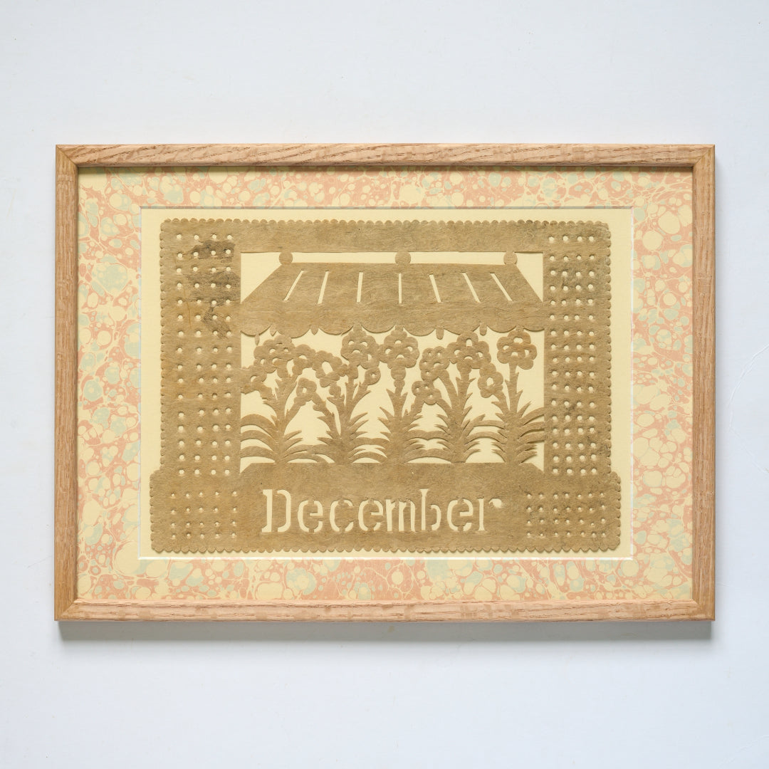 Amate Papercut Artwork with Marbled Mount - December