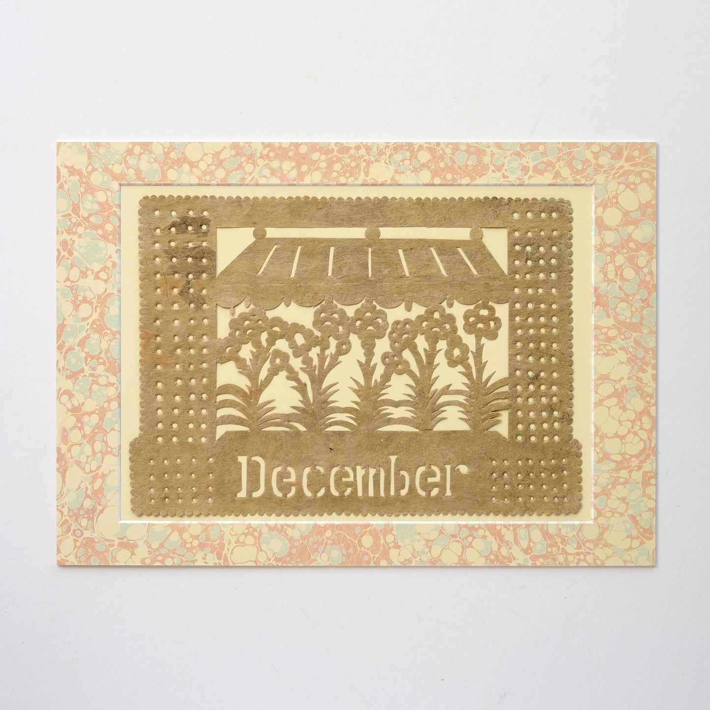 Amate Papercut Artwork with Marbled Mount - December