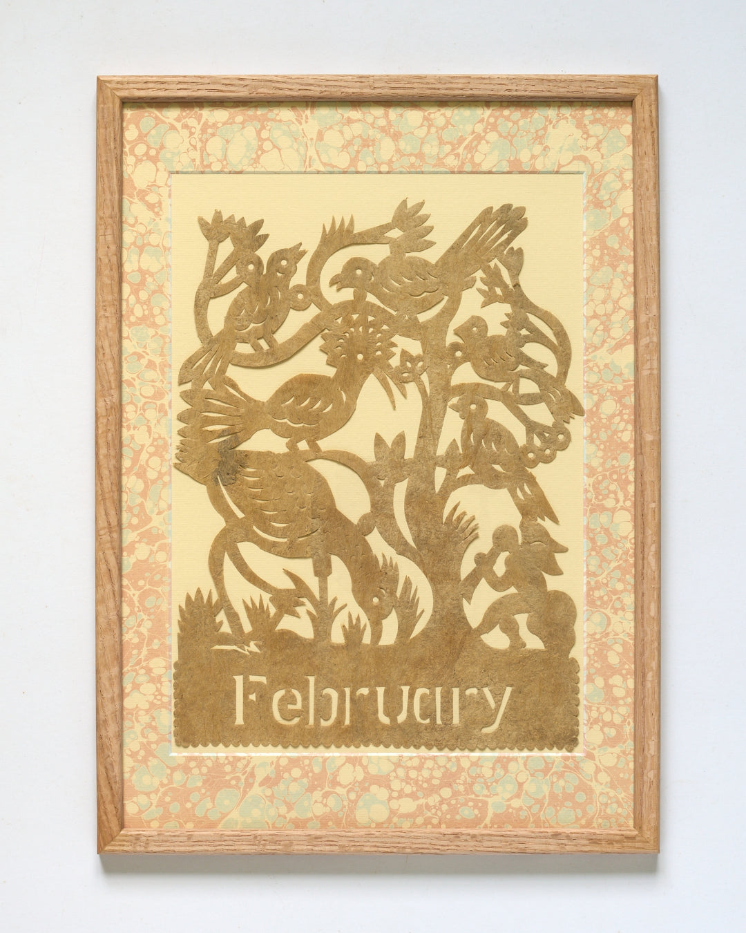 Amate Papercut Artwork with Marbled Mount - February