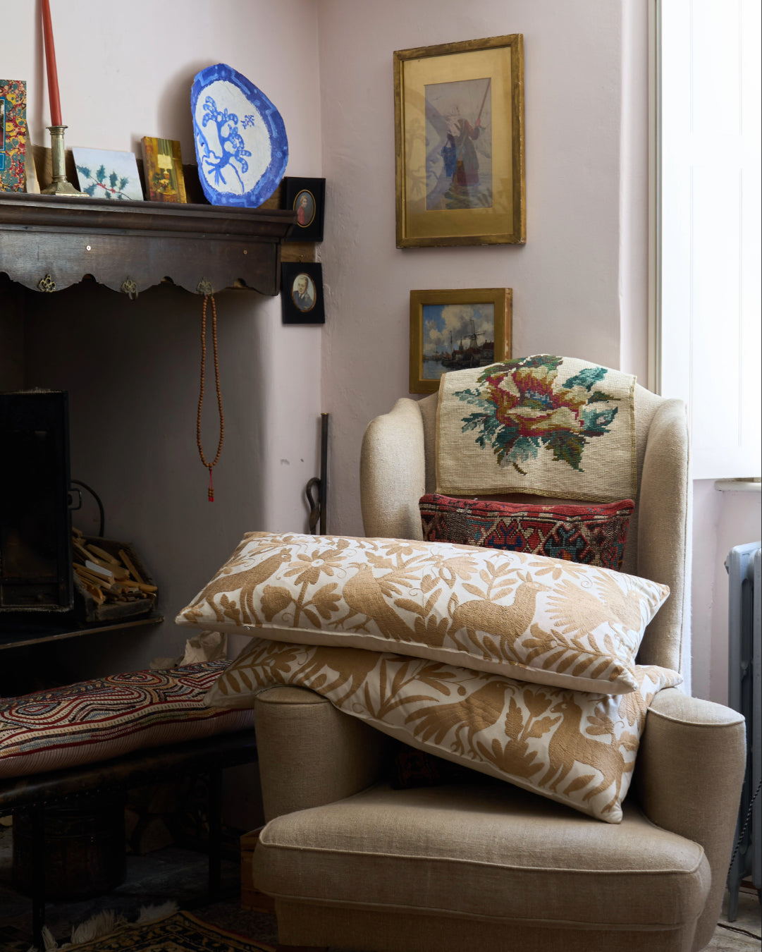 Biscuit Otomi Bolster Cushion - 90cmx40cm