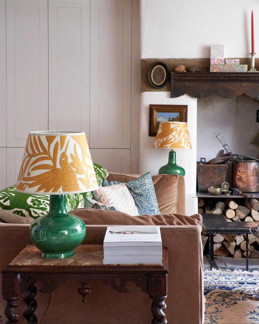 Pale Gold Otomi Retro Lampshade - 30cm diameter