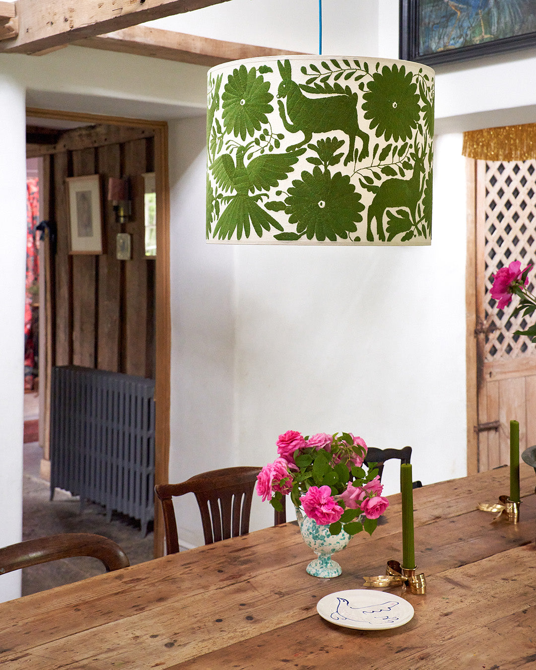 Green Otomi Ceiling Lampshade - 51cm diameter