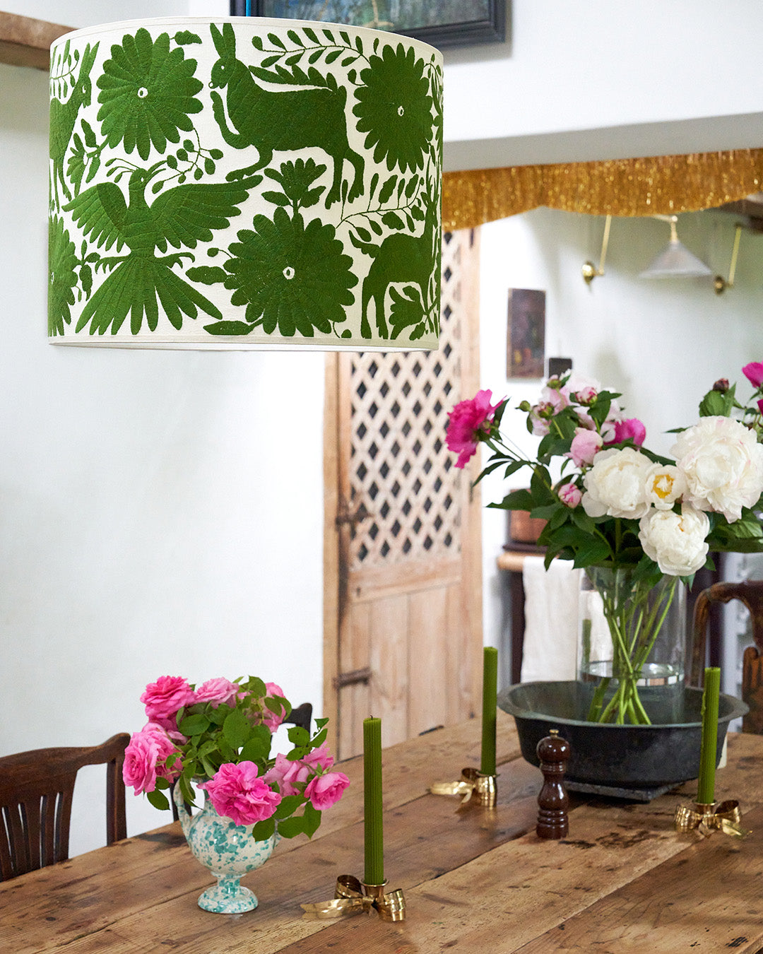Green Otomi Ceiling Lampshade - 51cm diameter