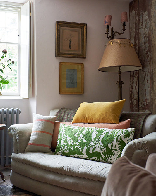 Green Otomi Bolster Cushion - 90cmx40cm