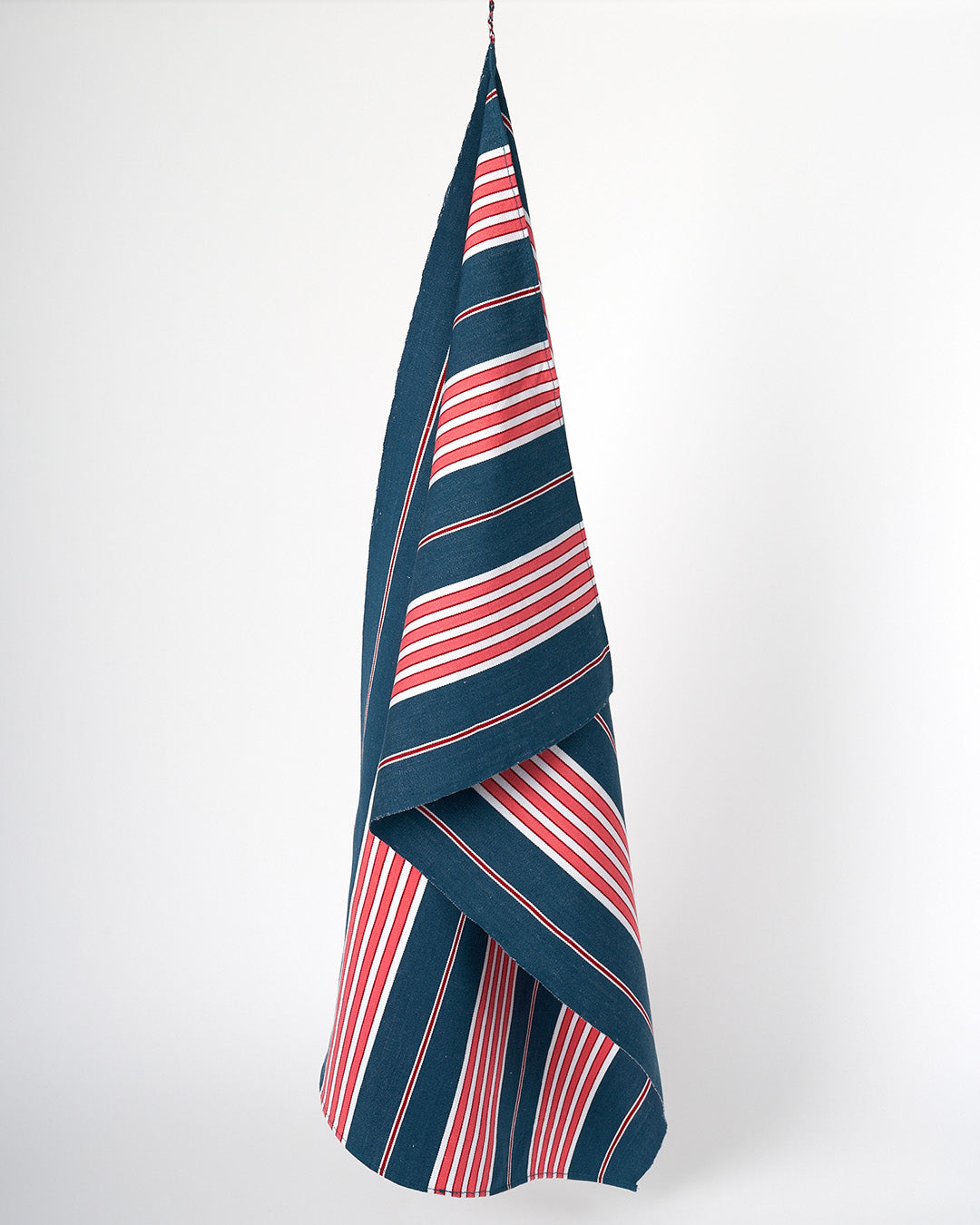 Ocean Blue Stripes Hand Towel - Petrol Blue, Coral & White