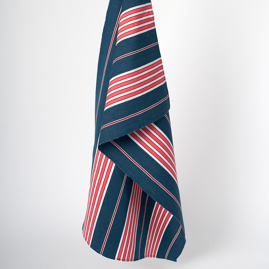 Ocean Blue Stripes Hand Towel - Petrol Blue, Coral & White