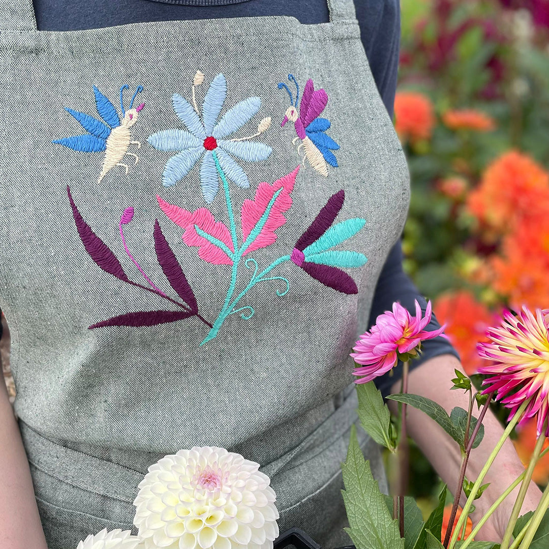 Embroidered Apron Kit - Otomi Garden