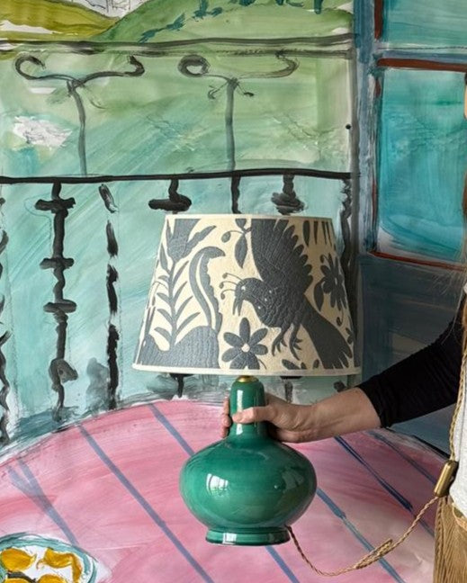 Slate Grey Otomi Retro Lampshade - 35cm diameter