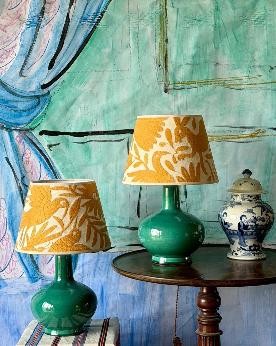 Pale Gold Otomi Retro Lampshade - 30cm diameter