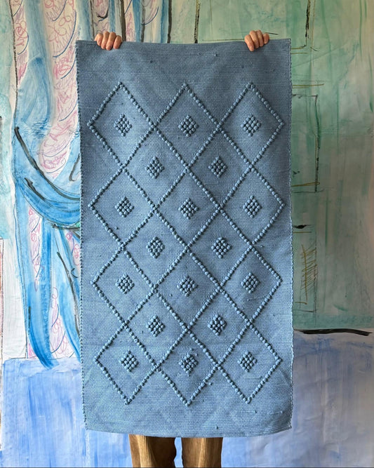 Cotton Bath Mat - Dusky Blue - LARGE